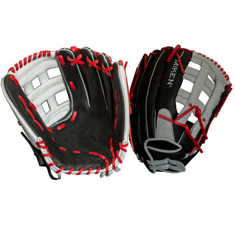 Miken | PLAYERS SERIES Slowpitch Softball Glove | Sizes 13" | RHT | Black / White - Image 1